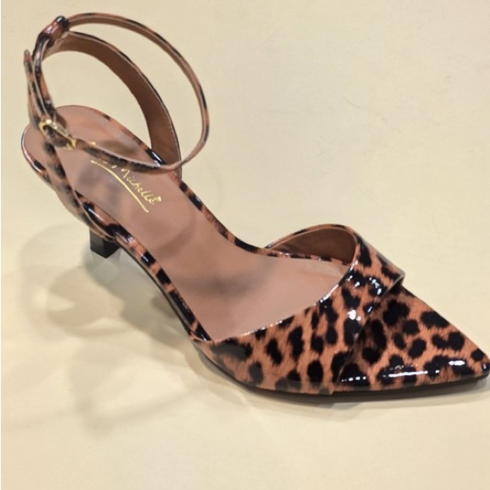 NEW! Open Toe Leopard Print Women's Mid Heels Adjustable ankle Strap - Picture 7 of 7